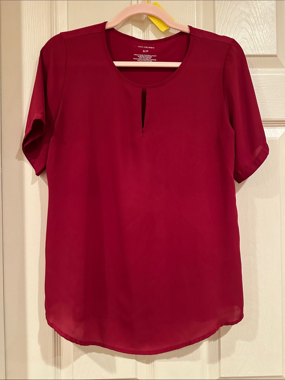 Van Heusen Women's Short Sleeve Keyhole Blouse - Berry